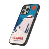 Coque iPhone 14 Pro - Silicone rigide noir Verbier Cabane Mont-Fort