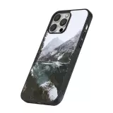 iPhone 14 Pro Case Hülle - Silikon schwarz Winter 22 snowy mountain and lake