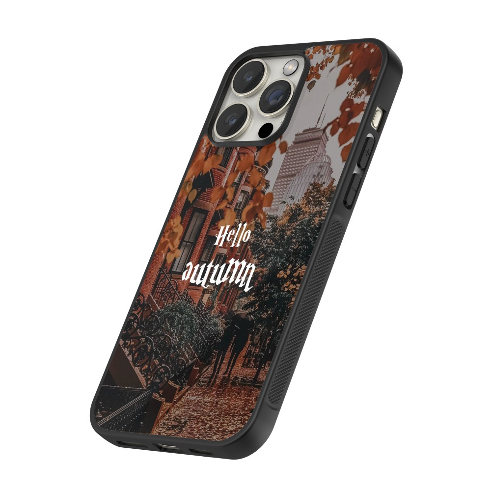 Coque iPhone 15 Pro Max - Silicone rigide noir Autumn 25 Hello autumn