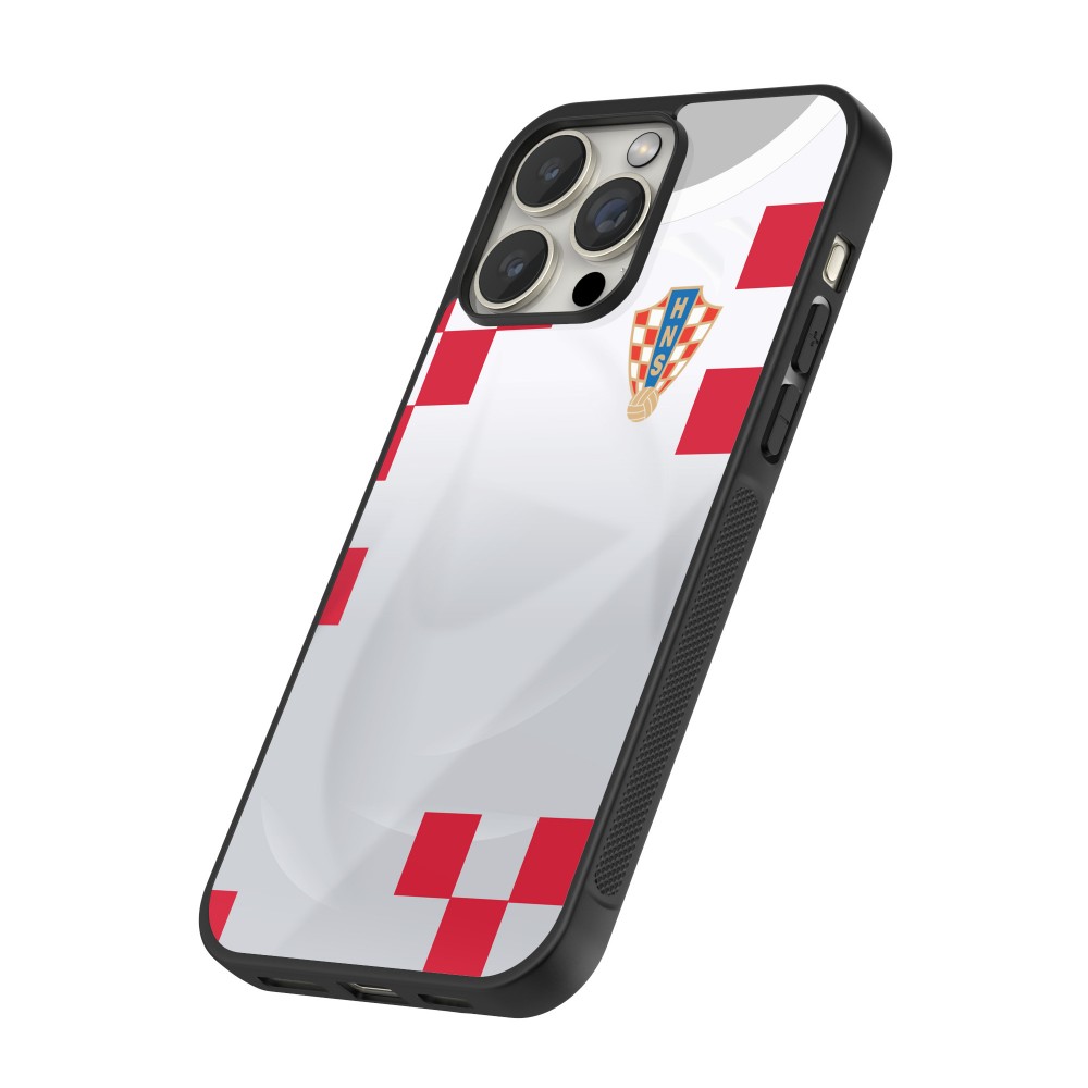 iPhone 15 Pro Max Case Hülle - Silikon schwarz Kroatien 2022 personalisierbares Fussballtrikot