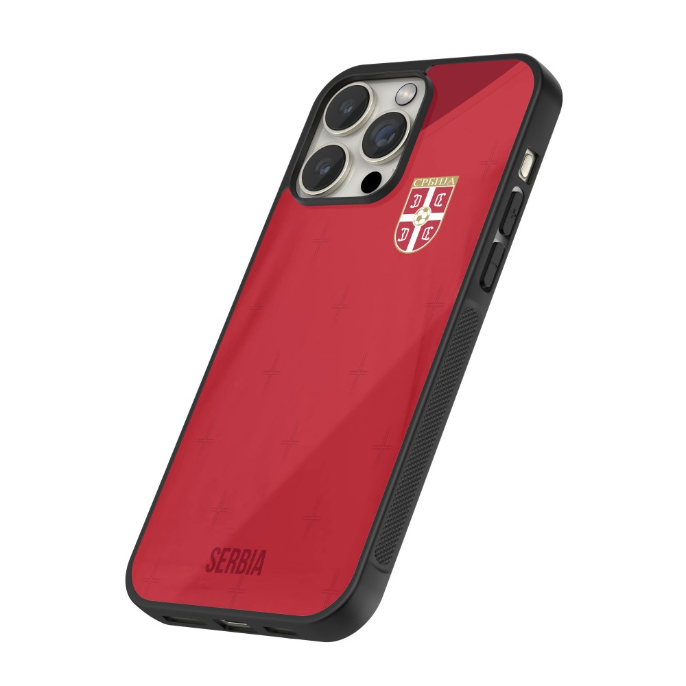 iPhone 15 Pro Max Case Hülle - Silikon schwarz Serbien 2022 personalisierbares Fussballtrikot