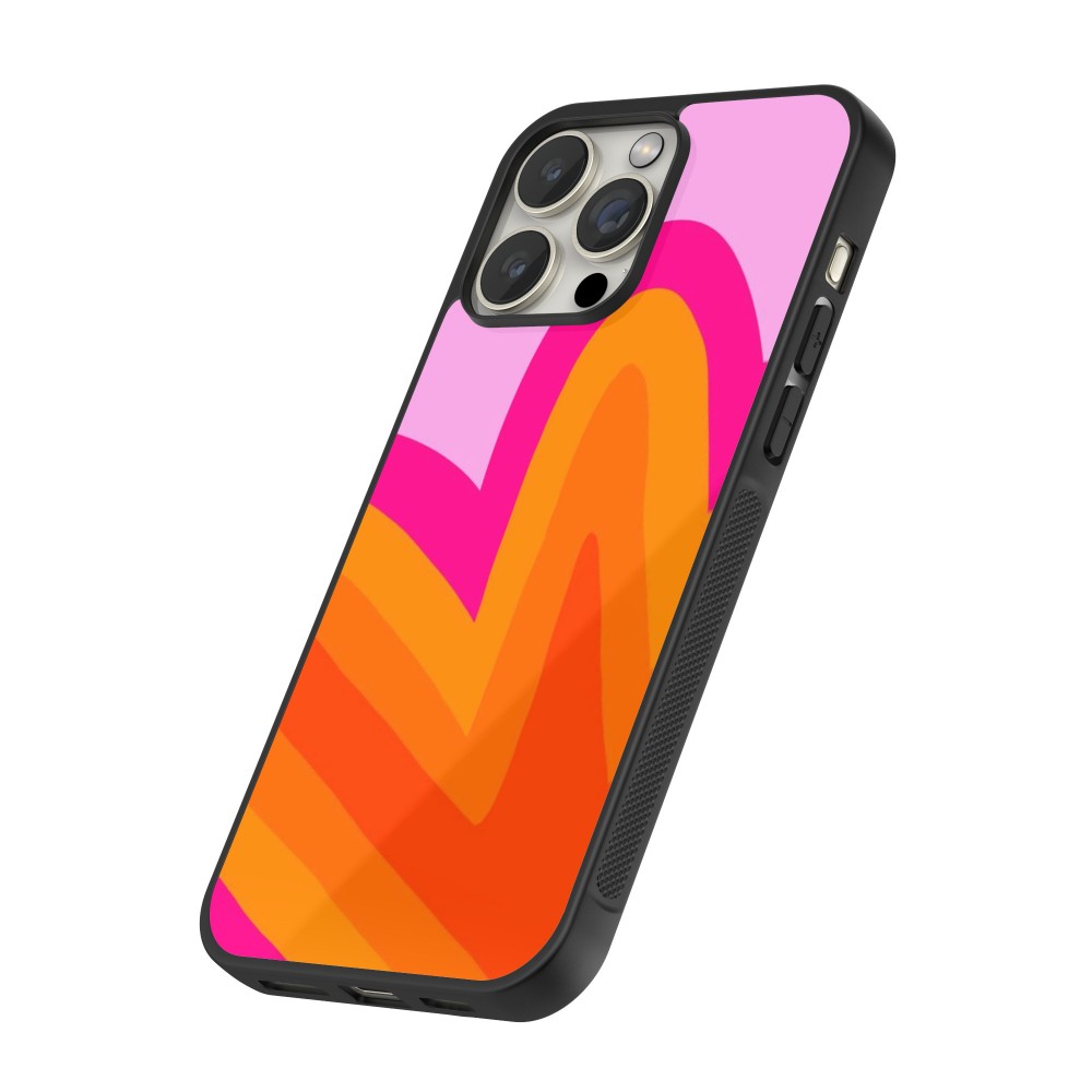 iPhone 15 Pro Max Case Hülle - Silikon schwarz Valentine 2024 heart gradient
