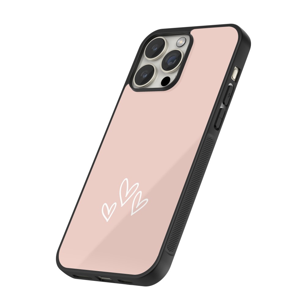 Coque iPhone 15 Pro Max - Silicone rigide noir Valentine 2023 three minimalist hearts