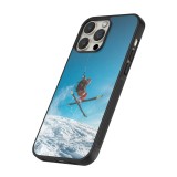 Coque iPhone 15 Pro Max - Silicone rigide noir Winter 22 Ski Jump
