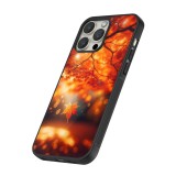 iPhone 15 Pro Case Hülle - Silikon schwarz Herbst Magisch Orange