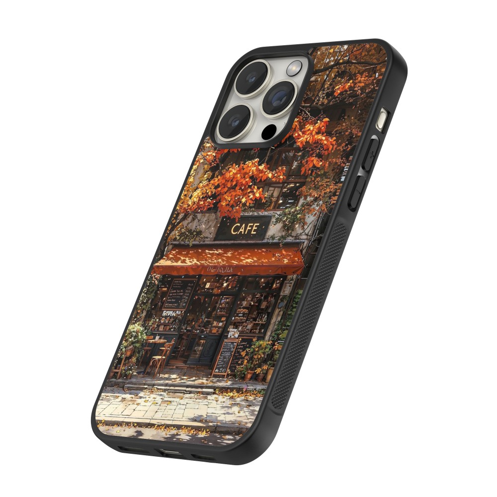 iPhone 15 Pro Case Hülle - Silikon schwarz Autumn 25 Coffee shop