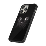 Coque iPhone 15 Pro - Silicone rigide noir Cat eyes