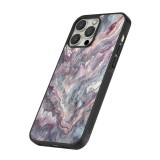 iPhone 15 Pro Case Hülle - Silikon schwarz Violetter silberner Marmor