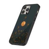 iPhone 15 Pro Case Hülle - Silikon schwarz Moon Flowers
