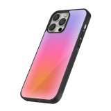 Coque iPhone 15 Pro - Silicone rigide noir Orange Pink Blue Gradient
