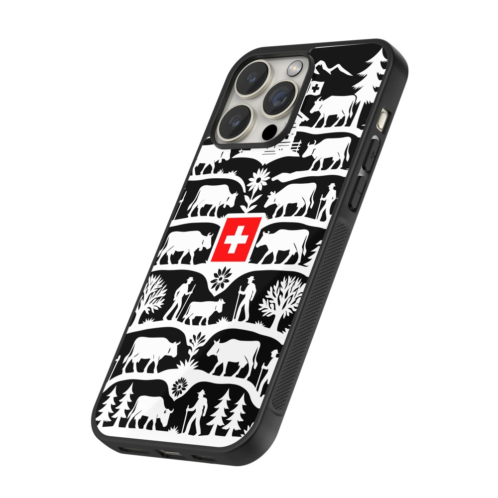 Coque iPhone 15 Pro - Silicone rigide noir Poya Suisse 3 noir