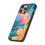 Coque iPhone 15 Pro - Silicone rigide noir Spring 23 colorful flowers