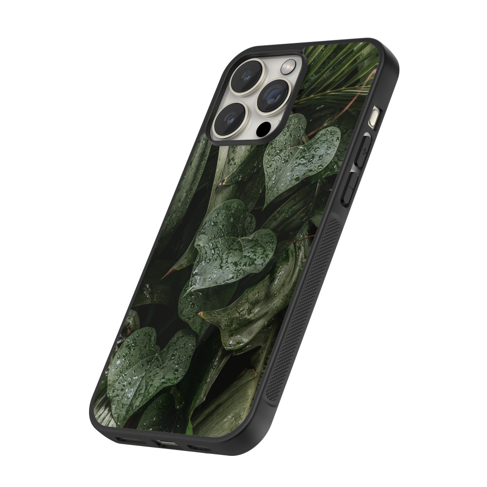 Coque iPhone 15 Pro - Silicone rigide noir Spring 23 fresh plants