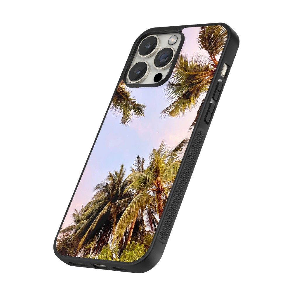 iPhone 15 Pro Case Hülle - Silikon schwarz Summer 2023 palm tree vibe