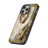 Coque iPhone 15 Pro - Silicone rigide noir Tableau art - La Création d’Adam - Michel-Ange