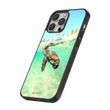 iPhone 15 Pro Case Hülle - Silikon schwarz Turtle Underwater