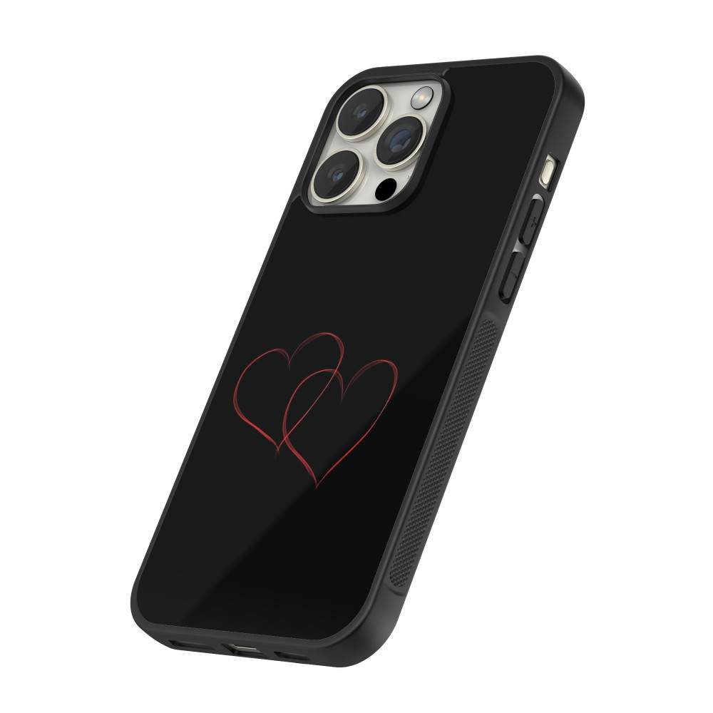 iPhone 15 Pro Case Hülle - Silikon schwarz Valentine 2023 attached heart