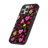 iPhone 15 Pro Case Hülle - Silikon schwarz Valentine 2023 love symbols