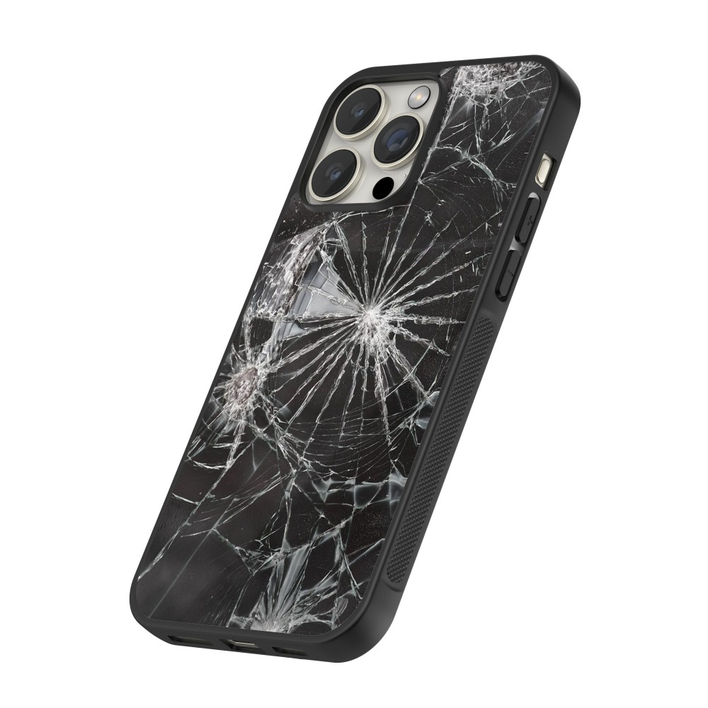 Coque iPhone 16 Pro Max - Silicone rigide noir Broken Screen