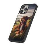 Coque iPhone 16 Pro Max - Silicone rigide noir Chien Campagne Suisse
