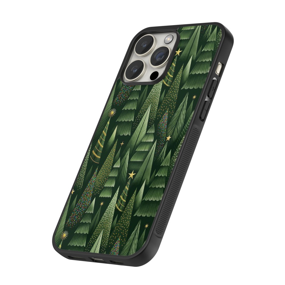 iPhone 16 Pro Max Case Hülle - Silikon schwarz Christmas 25 Pattern Xmas Tree