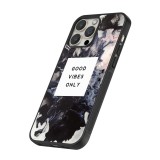 Coque iPhone 16 Pro Max - Silicone rigide noir Marble Good Vibes Only