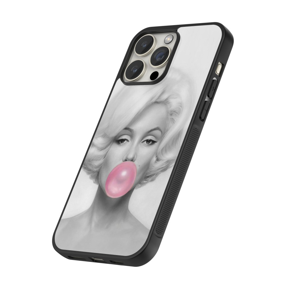 Coque iPhone 16 Pro Max - Silicone rigide noir Marilyn Bubble