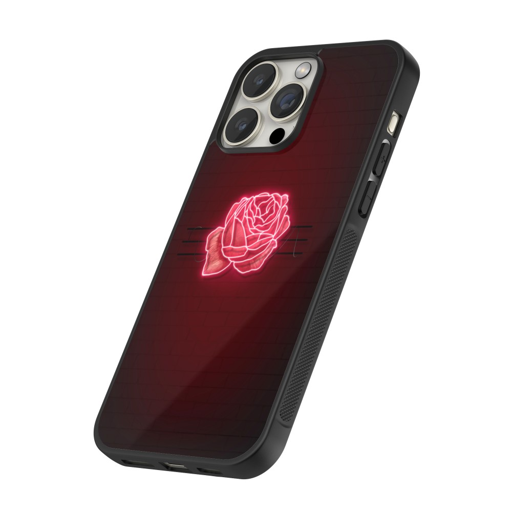 Coque iPhone 16 Pro Max - Silicone rigide noir Spring 23 neon rose