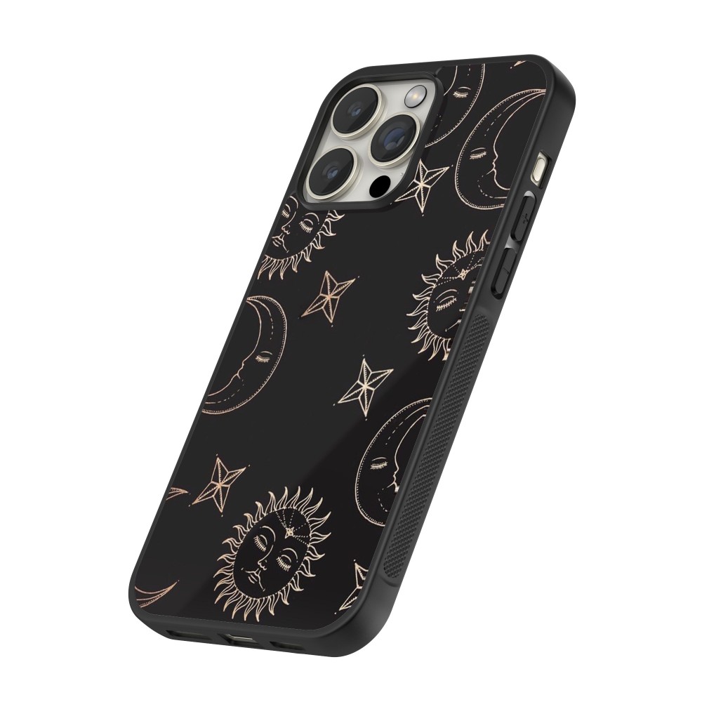 Coque iPhone 16 Pro Max - Silicone rigide noir Suns and Moons
