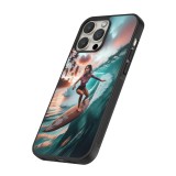 iPhone 16 Pro Max Case Hülle - Silikon schwarz Surferin aus Bali