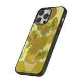 Coque iPhone 16 Pro Max - Silicone rigide noir Tableau art - Les Tournesols - Van Gogh