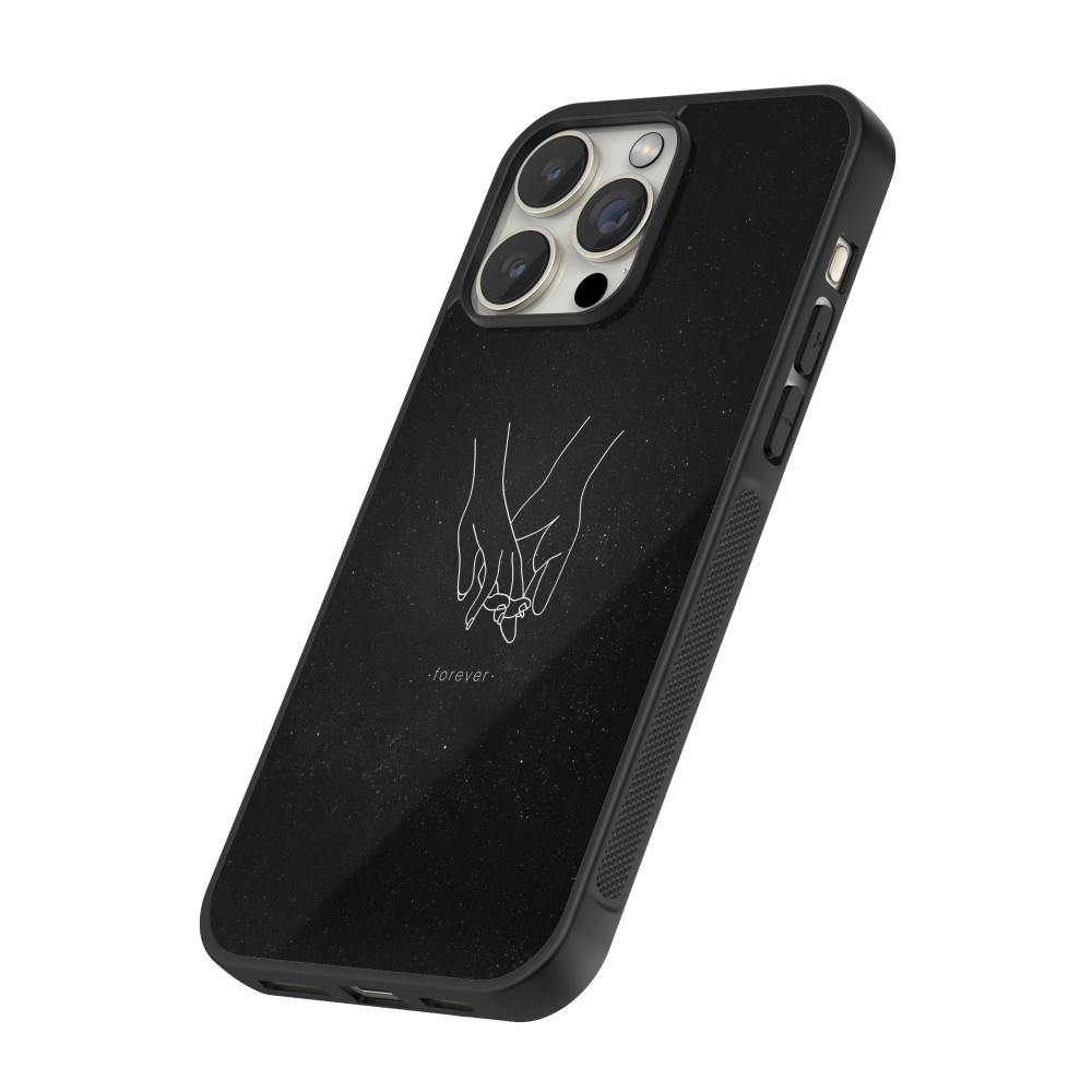 Coque iPhone 16 Pro Max - Silicone rigide noir Valentine 2023 hands forever