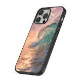 Coque iPhone 16 Pro Max - Silicone rigide noir Wave Sunset