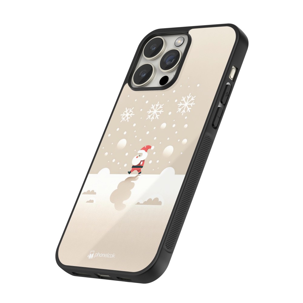 Coque iPhone 16 Pro Max - Silicone rigide noir Noël 2023 Minimalist Santa