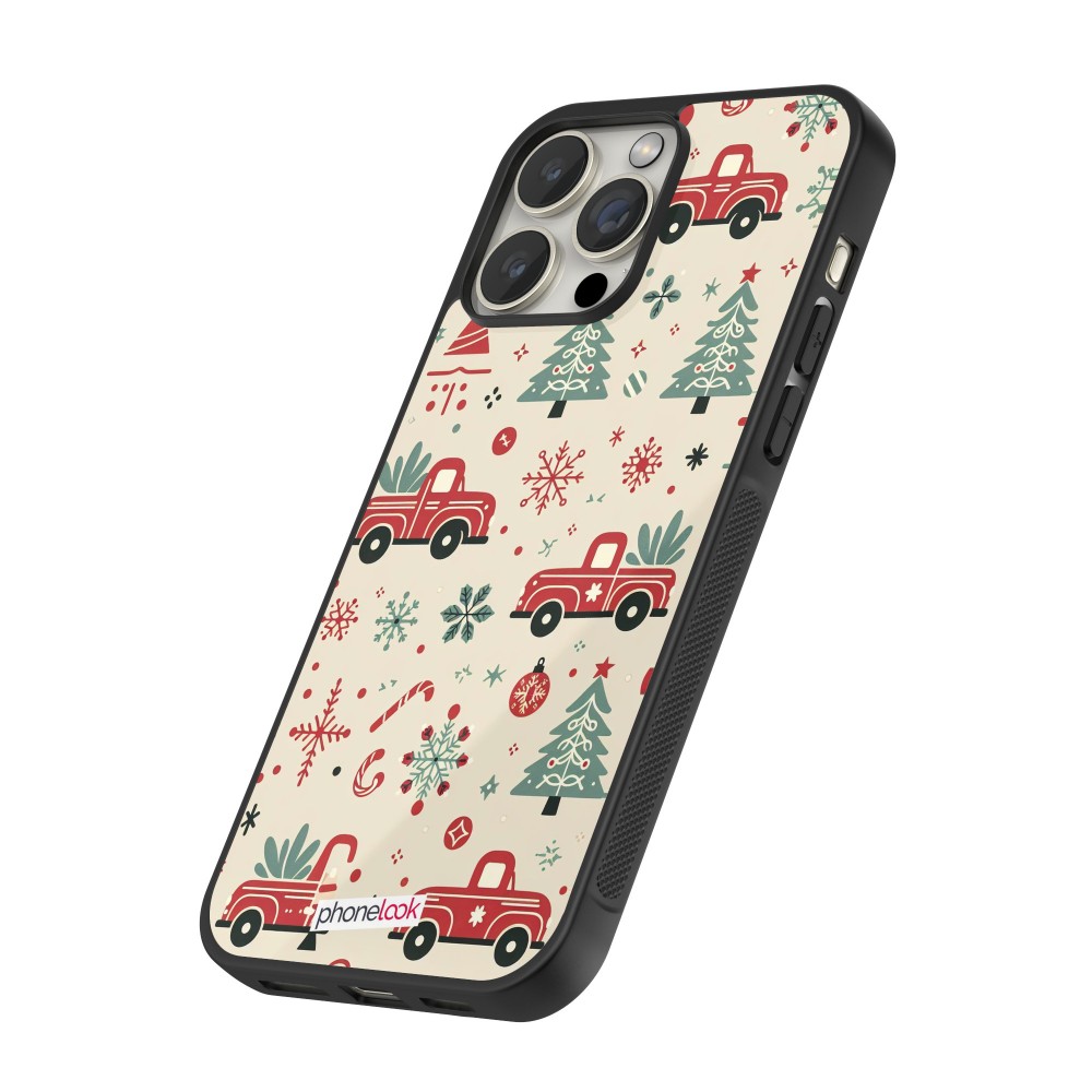 Coque iPhone 16 Pro Max - Silicone rigide noir Noël 2024 Camion Sapin