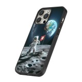 Coque iPhone 16 Pro - Silicone rigide noir Astro Suisse sur lune