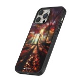 iPhone 16 Pro Case Hülle - Silikon schwarz Herbstlicher goldener Glanz