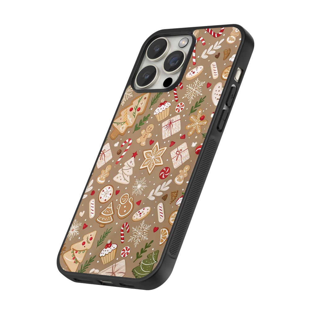 Coque iPhone 16 Pro - Silicone rigide noir Christmas 25 Pattern Ginger Cookie