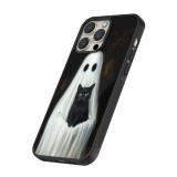 Coque iPhone 16 Pro - Silicone rigide noir Halloween 2025 Ghost with black cat