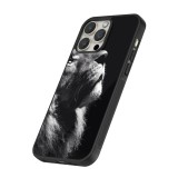 iPhone 16 Pro Case Hülle - Silikon schwarz Lion looking up
