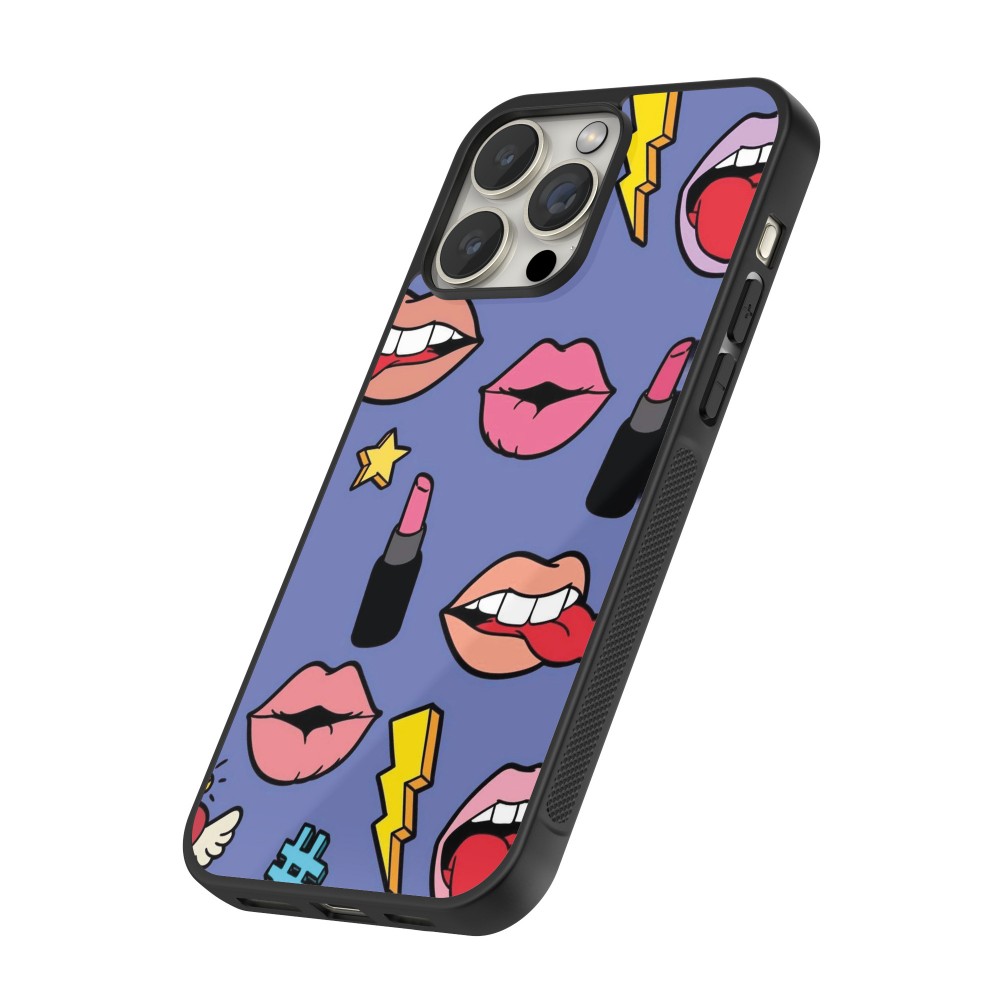 Coque iPhone 16 Pro - Silicone rigide noir Lips and lipgloss