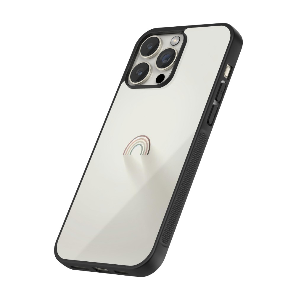 Coque iPhone 16 Pro - Silicone rigide noir Mini Rainbow Minimal