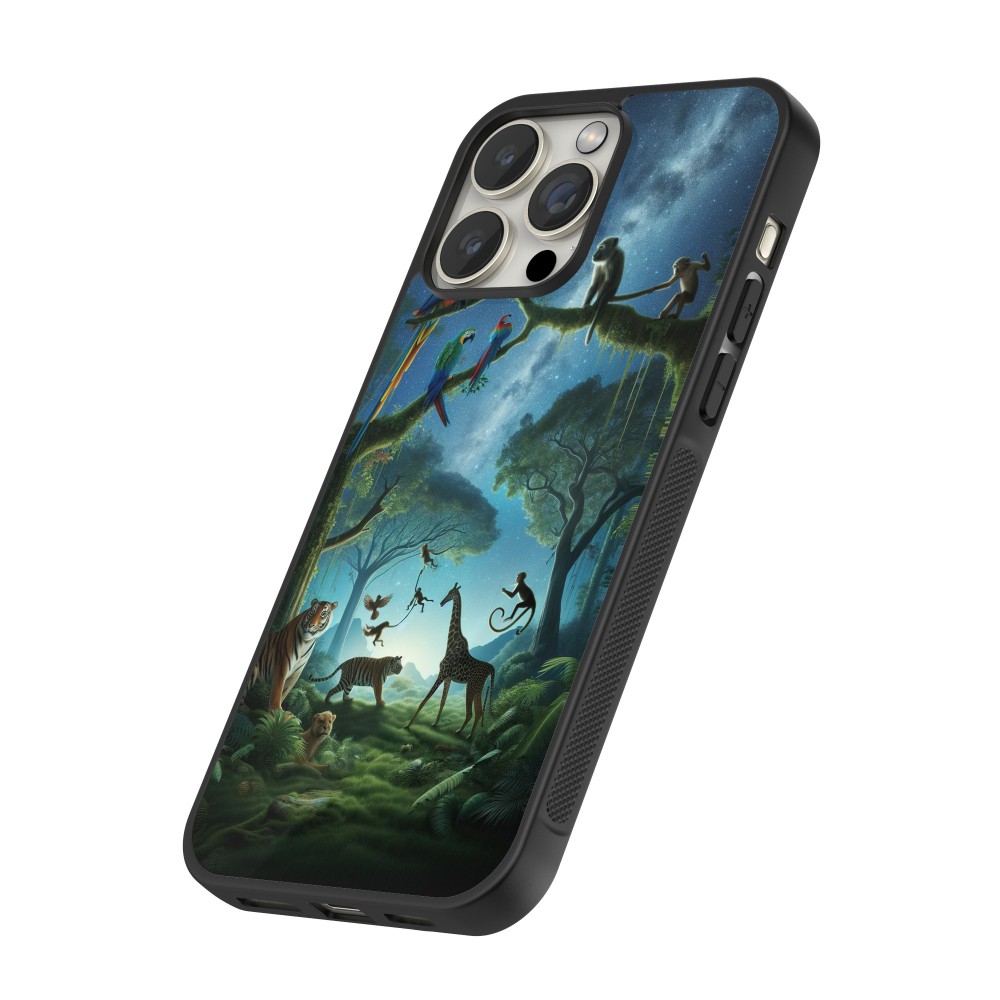 Coque iPhone 16 Pro - Silicone rigide noir Paradis des animaux exotiques