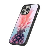 Coque iPhone 16 Pro - Silicone rigide noir Purple Pink Pineapple