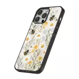 Coque iPhone 16 Pro - Silicone rigide noir Pattern bees Spring 2026