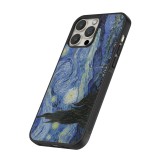Coque iPhone 16 Pro - Silicone rigide noir Tableau art - La Nuit étoilée - Van Gogh