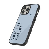 Coque iPhone 16 Pro - Silicone rigide noir Valentine 2024 mucho amor azul