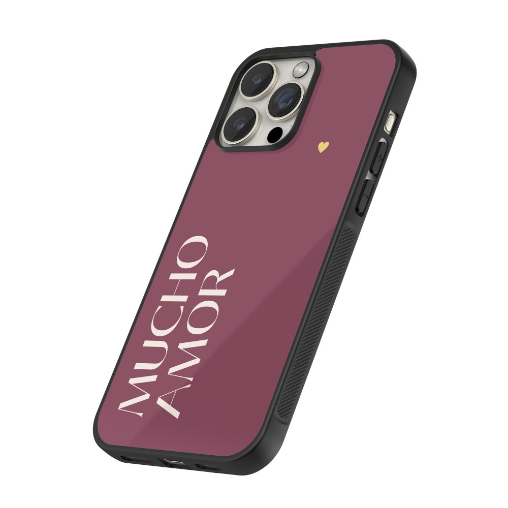 iPhone 16 Pro Case Hülle - Silikon schwarz Valentine 2024 mucho amor rosado