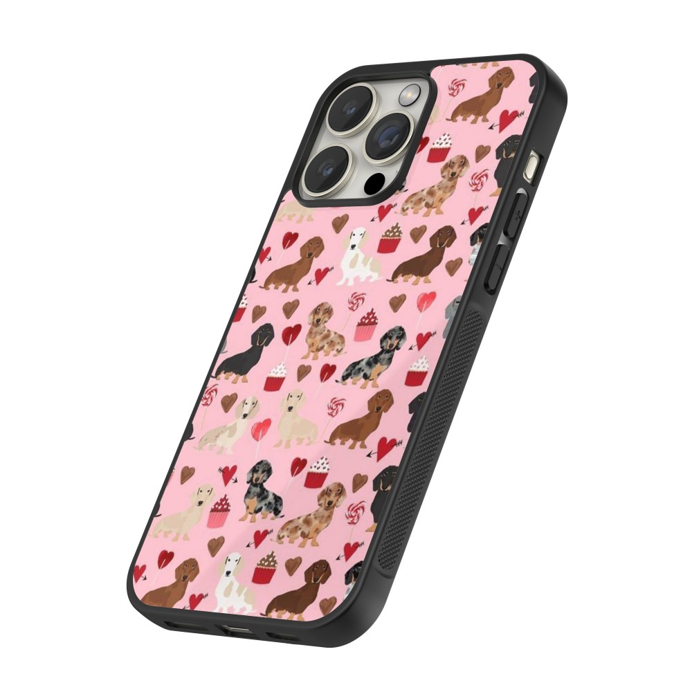 iPhone 16 Pro Case Hülle - Silikon schwarz Valentine 2024 puppy love