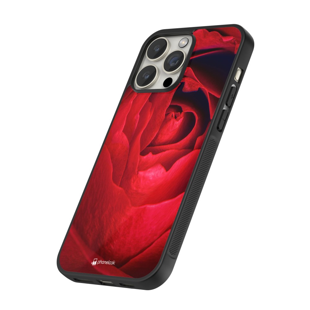 iPhone 16 Pro Case Hülle - Silikon schwarz Valentine 2022 Rose